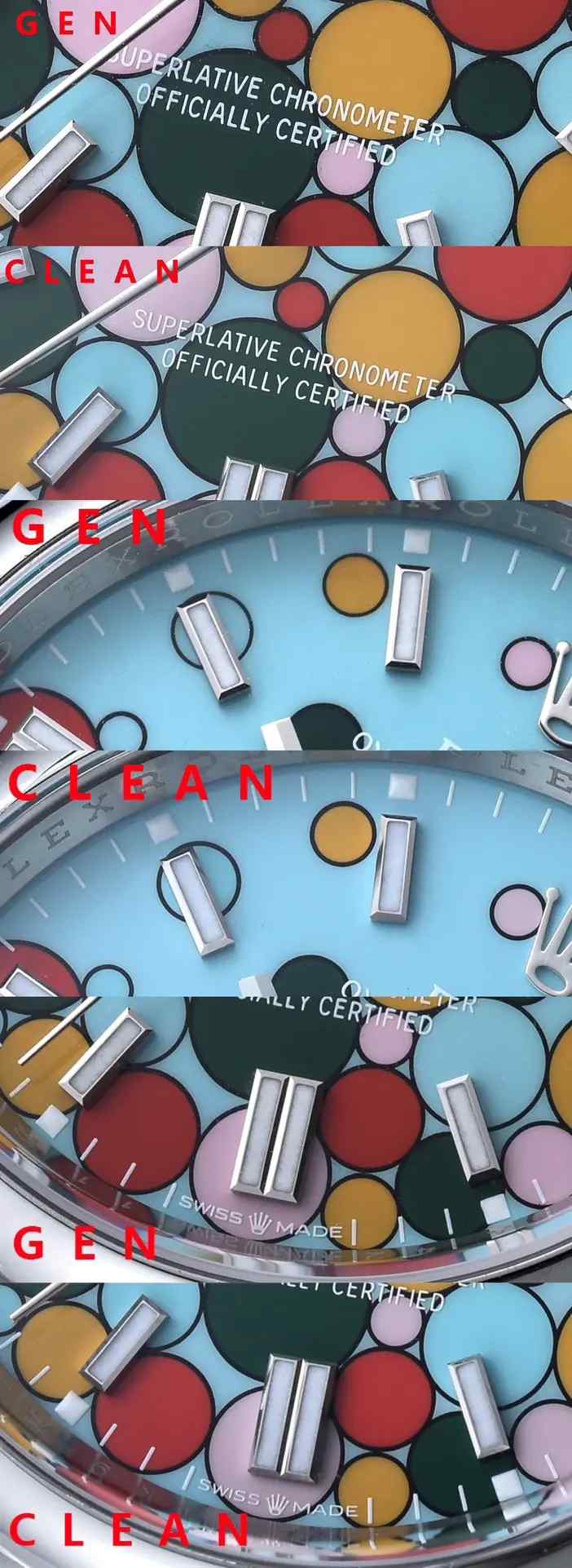 鉴别技巧！Clean厂劳力士蚝式恒动41毫米“庆典图案”气泡腕表真假对比评测 | 奈斯探表