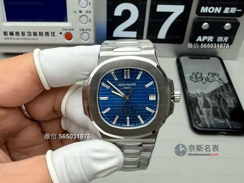 3K厂40周年鹦鹉螺5711实测爆火！324一体机芯+蓝面钻刻+背透神还原，戴出去没人信是复刻？ | 奈斯探表