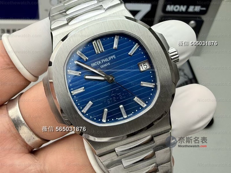 3K厂40周年鹦鹉螺5711实测爆火！324一体机芯+蓝面钻刻+背透神还原，戴出去没人信是复刻？ | 奈斯探表