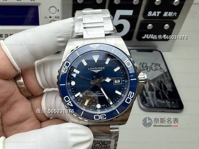AF厂浪琴康卡斯GMT蓝陶腕表深度测评：细节拉满，复刻界的“六边形战士”？ | 奈斯探表