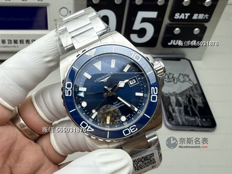 AF厂浪琴康卡斯GMT蓝陶腕表深度测评：细节拉满，复刻界的“六边形战士”？ | 奈斯探表