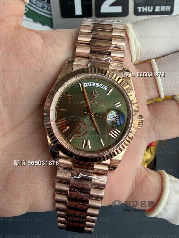 VS厂劳力士DD玫瑰金绿盘V2实测：182克真实压手感，丹东3255机芯到底有多能打？ | 奈斯探表